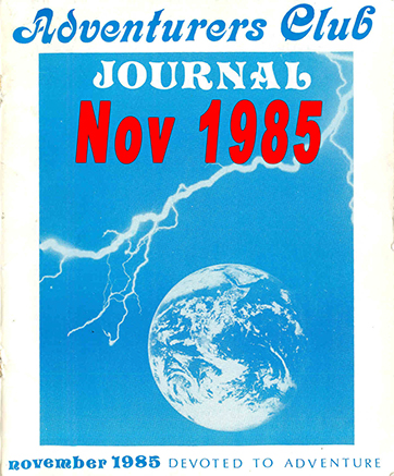 November 1985 Adventurers Club News Cover